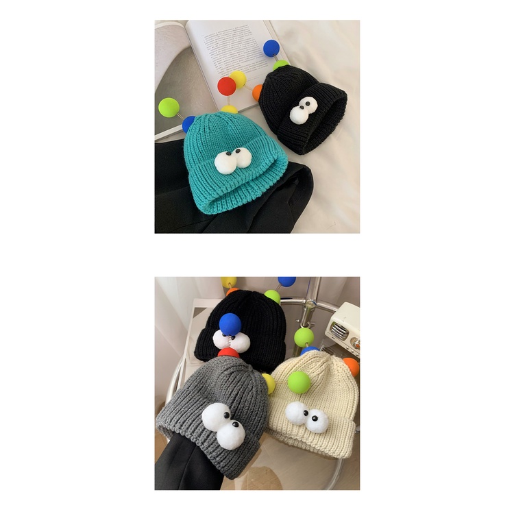 Hoạt Hình Mũ Len Dệt Kim Hình Quái Vật Mắt To Dễ Thương Thời Trang Thu Đông Cho Cặp Đôi