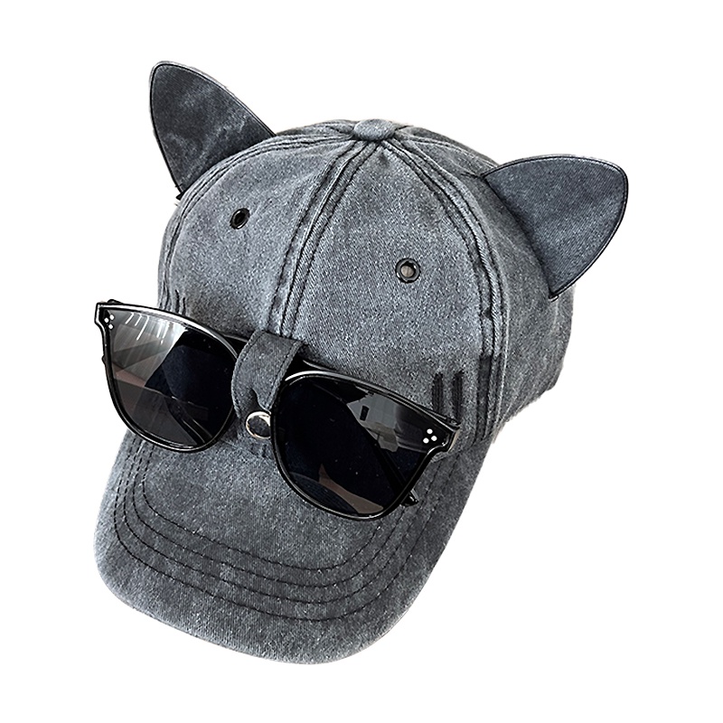 Mũ Lưỡi Trai Hình Tai Mèo Đeo Kính Mát Phong Cách hip hop Cho Cặp Đôi