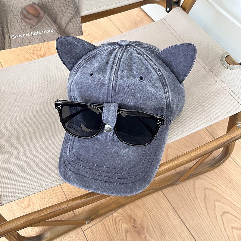 Mũ Lưỡi Trai Hình Tai Mèo Đeo Kính Mát Phong Cách hip hop Cho Cặp Đôi