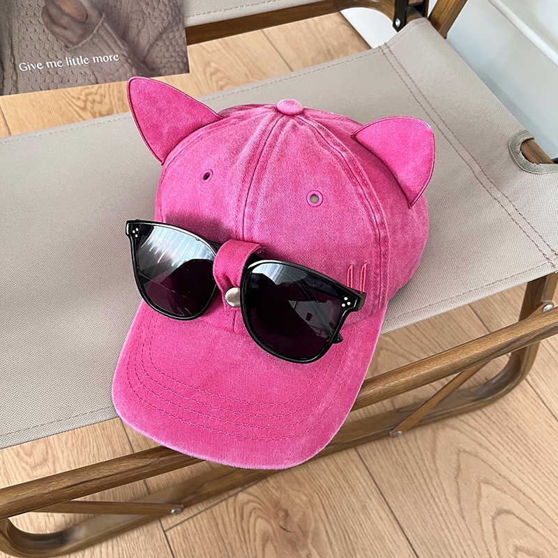 Mũ Lưỡi Trai Hình Tai Mèo Đeo Kính Mát Phong Cách hip hop Cho Cặp Đôi