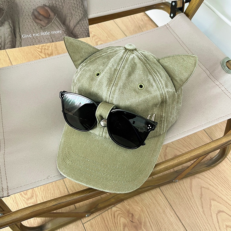 Mũ Lưỡi Trai Hình Tai Mèo Đeo Kính Mát Phong Cách hip hop Cho Cặp Đôi