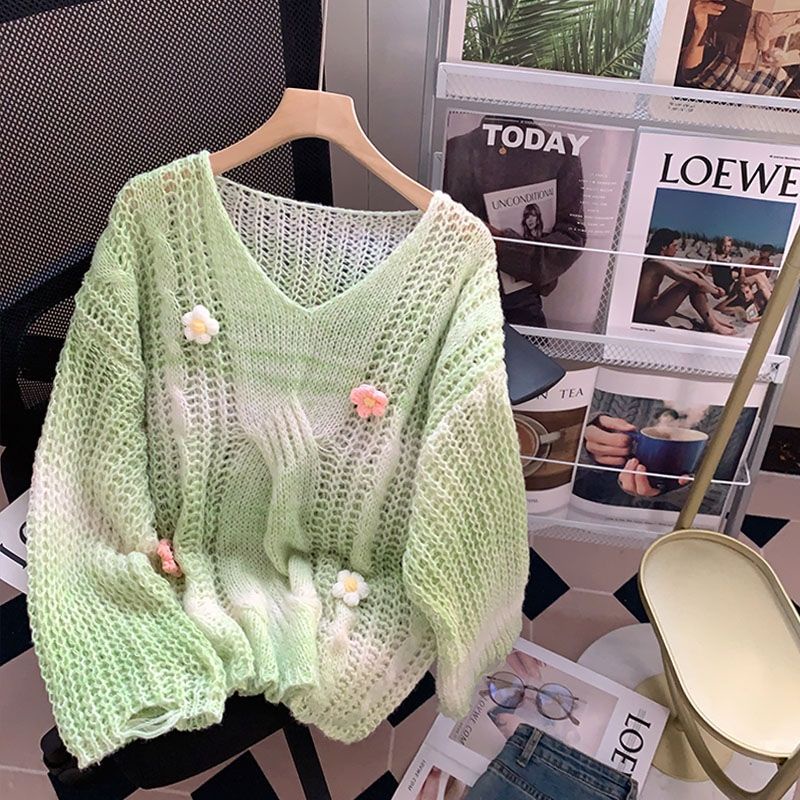 Áo sweater Dáng Rộng Họa Tiết Hoa Thời Trang Mùa Thu Phong Cách Mới Cho Nữ