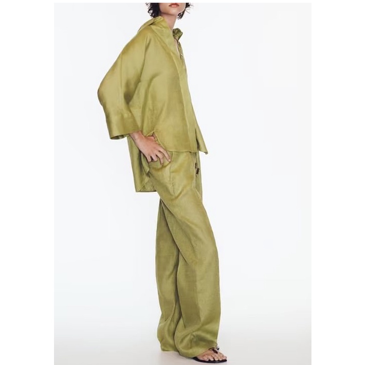 Zara Bộ Đồ Ngủ Áo Tay Rộng + Quần Dài Lưng Cao Thời Trang Mùa Thu Năng Động 8402352 7847352