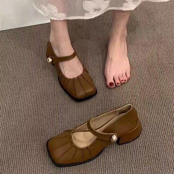 Giày Cao Gót Mũi Vuông Đế Dày size 35-40 Thời Trang Dành Cho Nữ