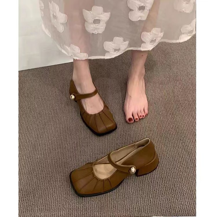 Giày Cao Gót Mũi Vuông Đế Dày size 35-40 Thời Trang Dành Cho Nữ
