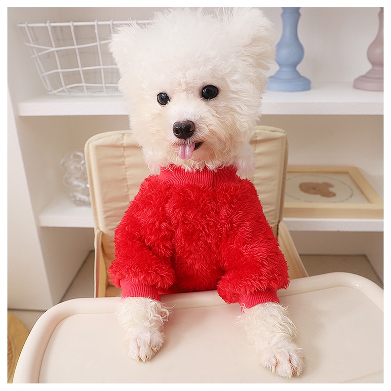 Áo Khoác Giáng Sinh Năm Mới Bằng cotton Lông Cừu Màu Đỏ Có Vòng Nhẫn Và Vàng Kim Thu Đông Cho Thú Cưng Chó Mèo