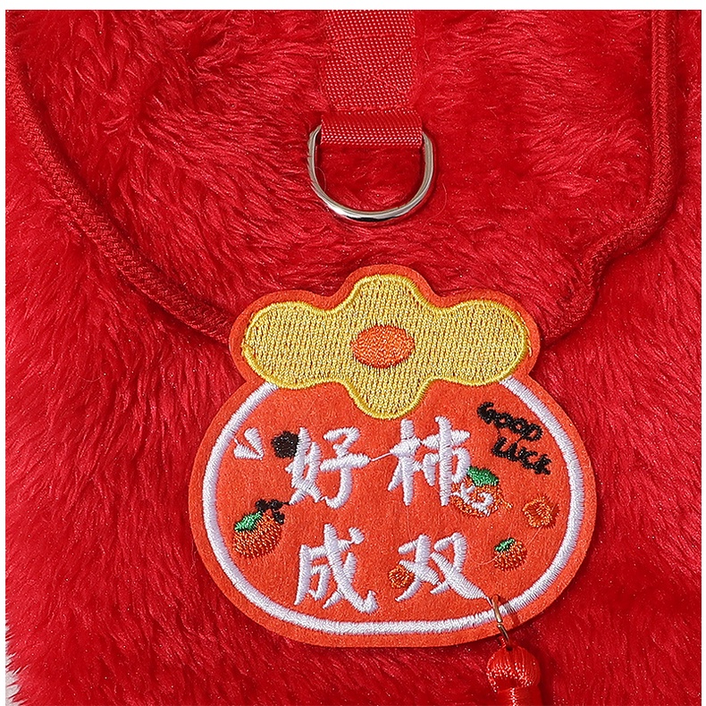 Áo Khoác Giáng Sinh Năm Mới Bằng cotton Lông Cừu Màu Đỏ Có Vòng Nhẫn Và Vàng Kim Thu Đông Cho Thú Cưng Chó Mèo