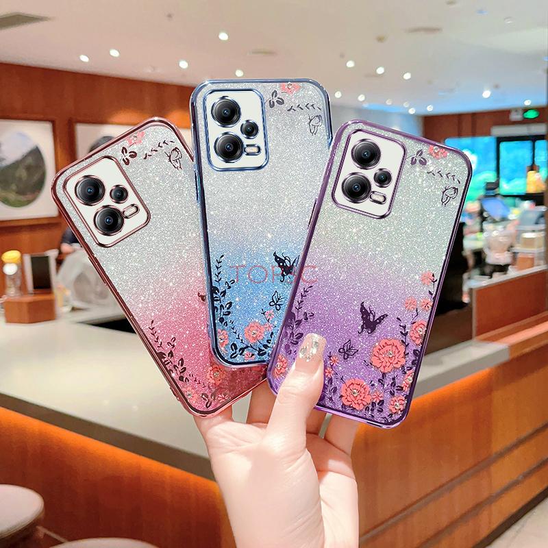 Ốp lưng redmi note 12 pro 5g  Ốp Điện Thoại Họa Tiết Bươm Bướm Lấp Lánh Cho redmi note 12 pro 5g note12 5g poco x5 5g MMHY