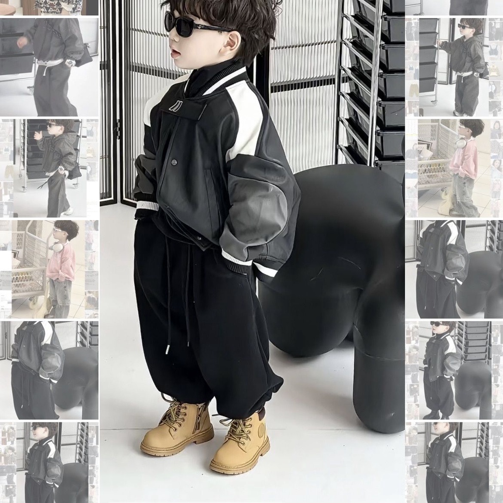 Áo Khoác Bóng Chày Bằng Da Thời Trang Mùa Thu 2023 Cho Bé