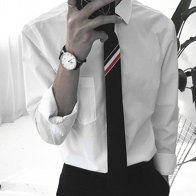 Cà Vạt Họa Tiết Kẻ Sọc Ba Màu Đen Phong Cách Hàn Quốc Độc Đáo Cho Nam Và Nữ