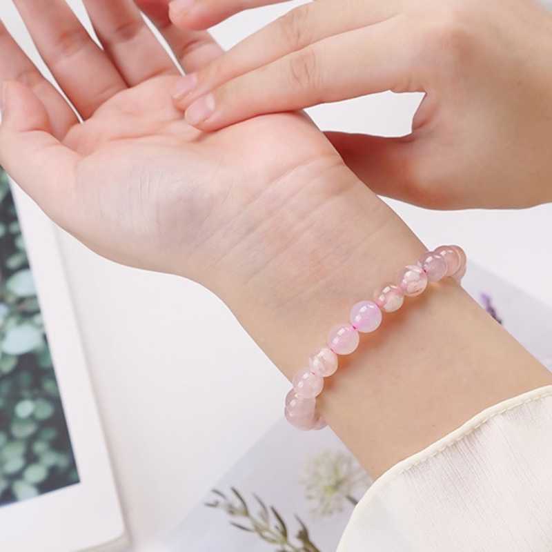 Vòng Tay Đính Đá zircon Màu Hồng Đơn Giản Thời Trang Thanh Lịch Dành Cho Nữ