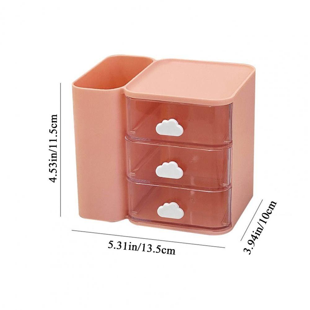 Cordell Hộp Đựng Bút Viết Bằng Nhựa Hình Đám Mây Nhiều Ngăn Đa Năng Màu Trắng / Hồng Để Bàn