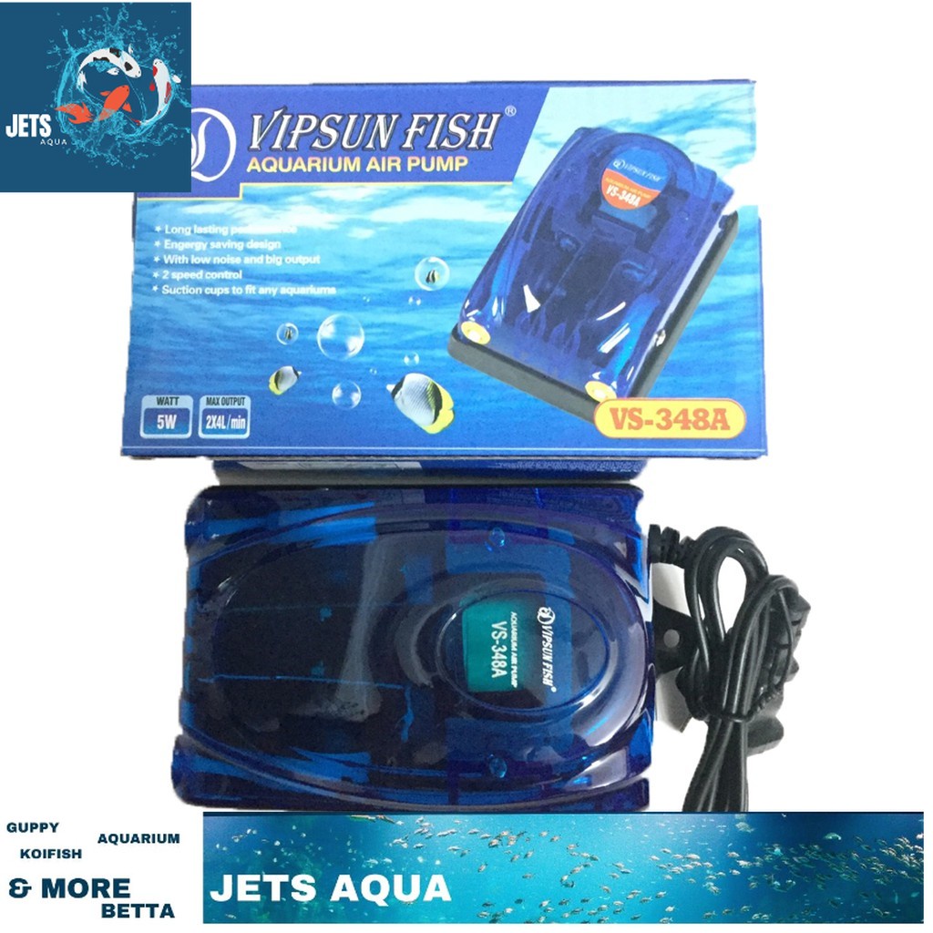 Máy Sủi Khí Oxy 2 vòi Vipsun VS-348A - Cho Hồ Cá, Bể Cá Cao Cấp [348A]