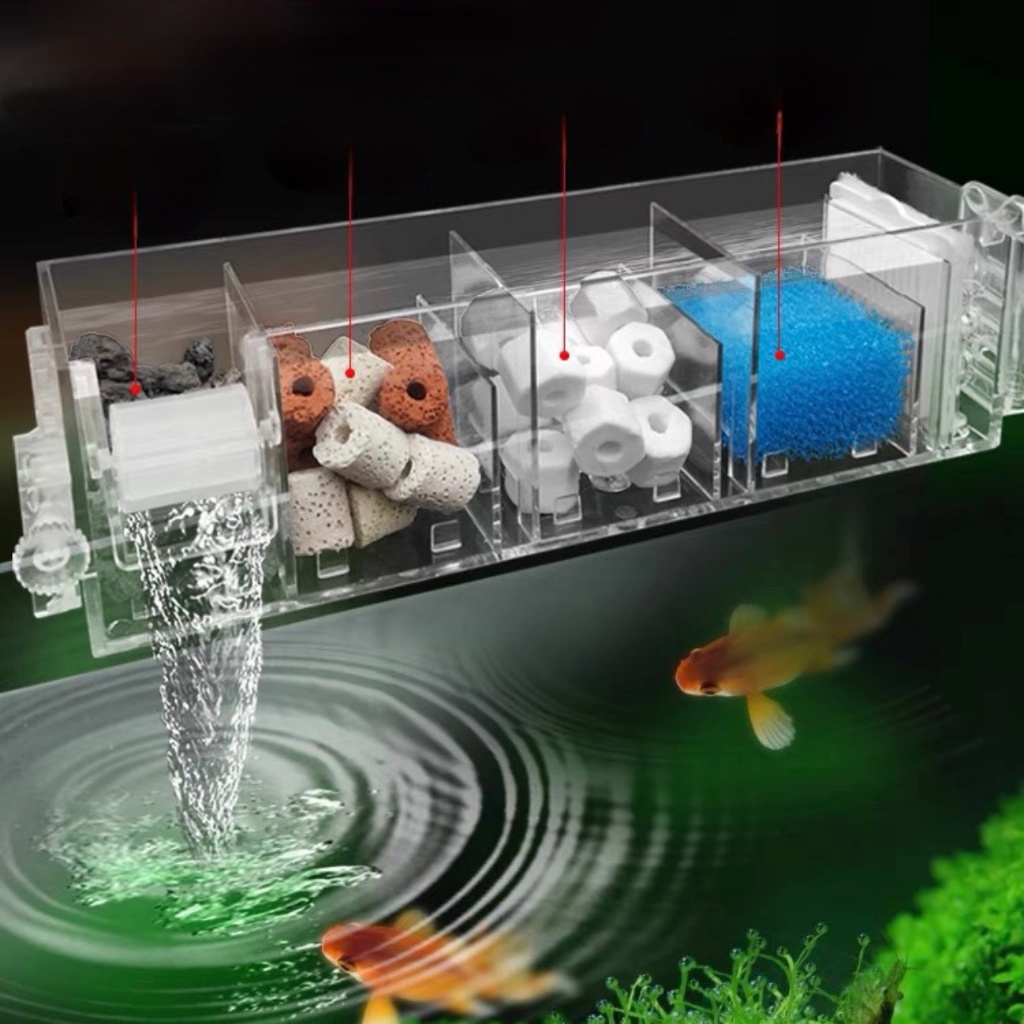 Lọc Tràn Jeneca Kèm Máy Bơm Có Móc Treo Tiện Lợi, Gác hoặc Treo Thành Hồ Cá, Hồ Mini