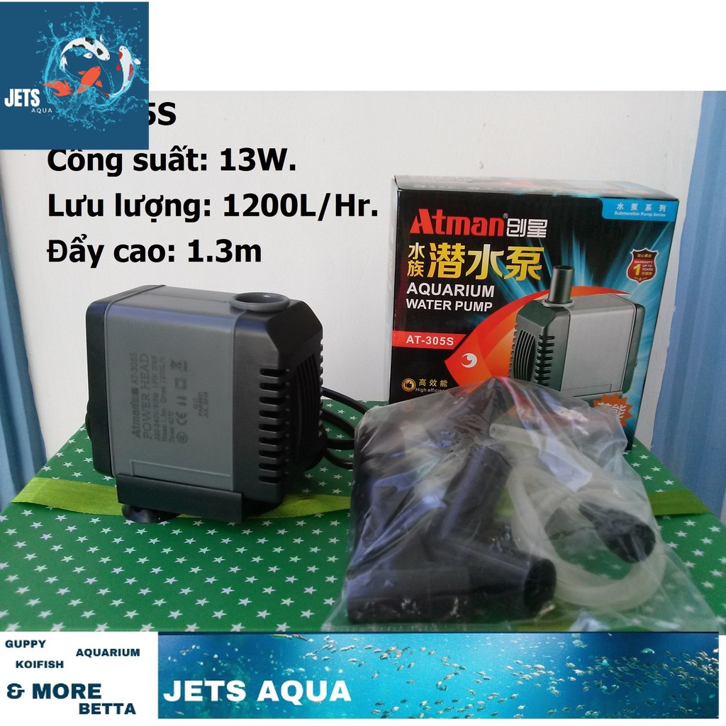 Máy bơm Atman 305S, 13W-1200L/hr dùng cho hồ cá.