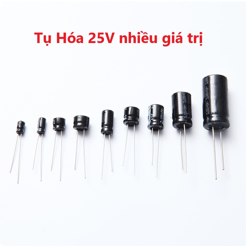 Tụ Hóa Phân Cực 25V, 10uf, 22uf, 47uf, 100uf, 220uf, 330uf, 470uf, 1000uf, 2200uf, 3300uf, 4700ufJD CO TH