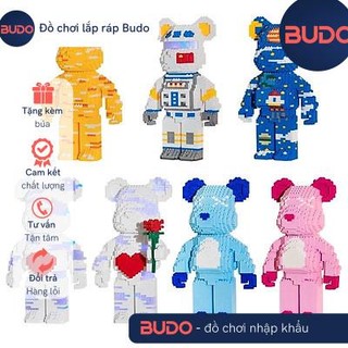 Xếp hình Gấu Bearbrick ironman jinx phi hành gia 36cm lắp ráp mô hình cỡ lớn bear brick nanoblocks nano 3d