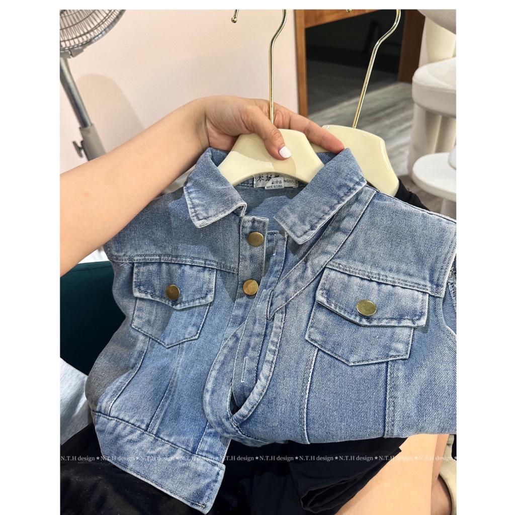 Sét Váy Body Đen Kèm Gile Jean Điệu Đà 18-32kg SMB67 - Shop Mẹ Bông 92