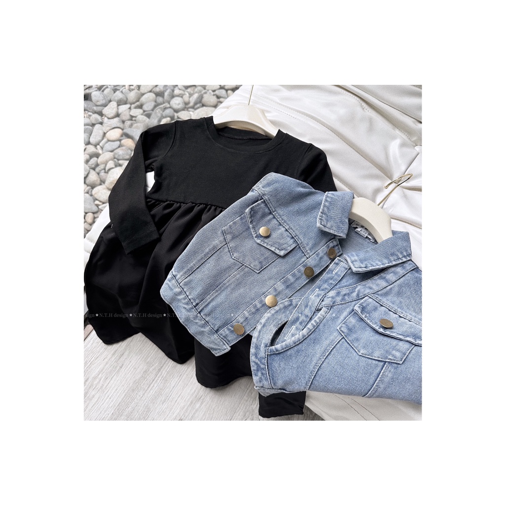 Sét Váy Body Đen Kèm Gile Jean Điệu Đà 18-32kg SMB67 - Shop Mẹ Bông 92