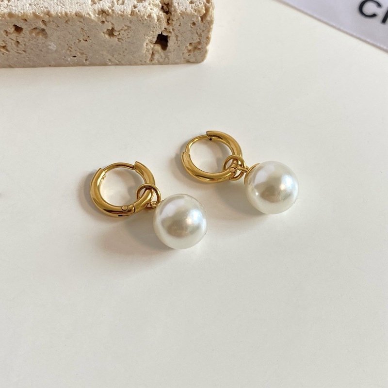 Ht Bông Tai Mạ Vàng 18k Đính Ngọc Trai Phong Cách retro Cho Nữ