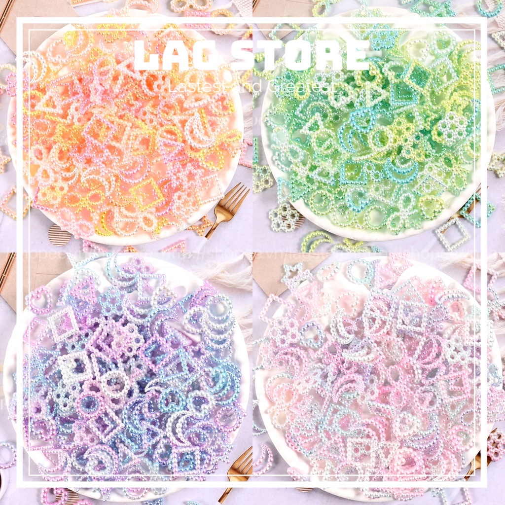 Combo 50 Charm Mix Ngọc Trai Pearl Nhiều Màu Lẫn Loại Trang Trí Kẹp Tóc, Toploader, Vỏ Ốp Điện Thoại, DIY | LAG Store
