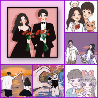 Hcm- tranh tô màu theo số hóa , tranh tô màu theo số mẫu cặp đôi couple có khung và dụng cụ vẽ, - nhiều mẫu