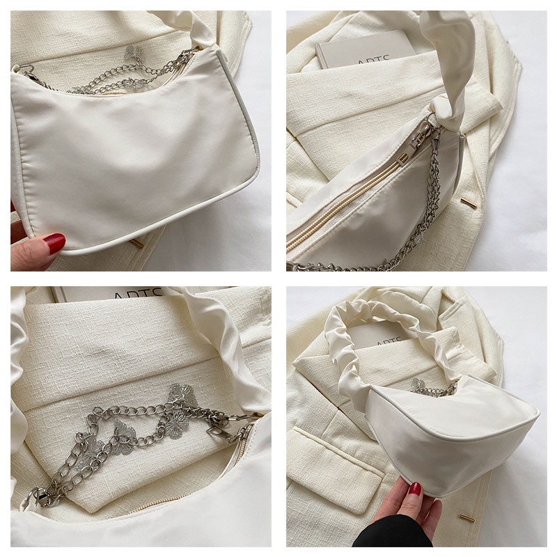 HASHIDUN Túi Xách Đeo Vai Vải oxford Phối Dây Xích Hình Bướm Nhỏ Nhắn Xinh Xắn Thời Trang Dành Cho Nữ