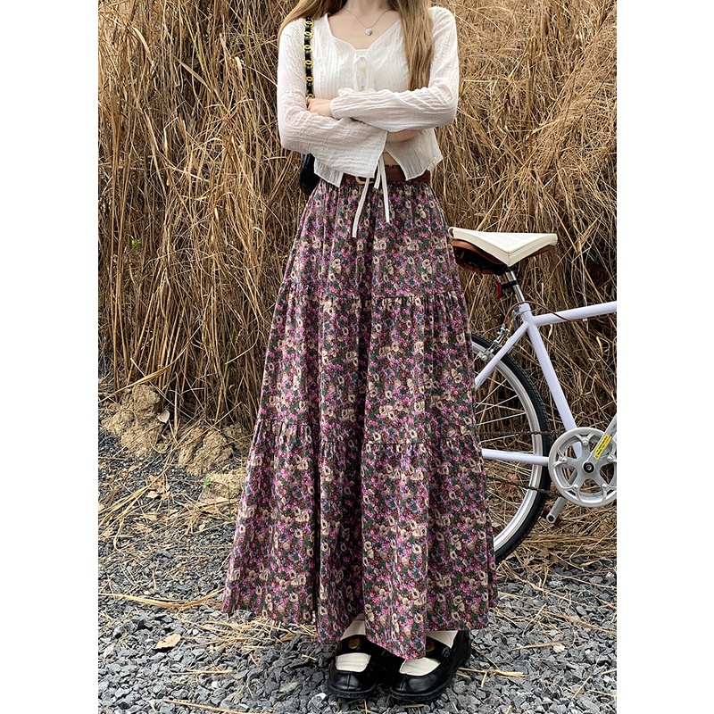 SUXI Chân Váy Chữ a Lưng Cao Co Giãn Thời Trang Mùa Thu Phong Cách Pháp Ngọt Ngào Cho Nữ