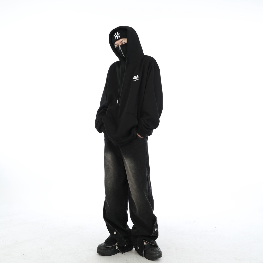 YOUTANG Áo Hoodie Dáng Rộng Phong Cách Đường Phố Mỹ Cho Nam Nữ