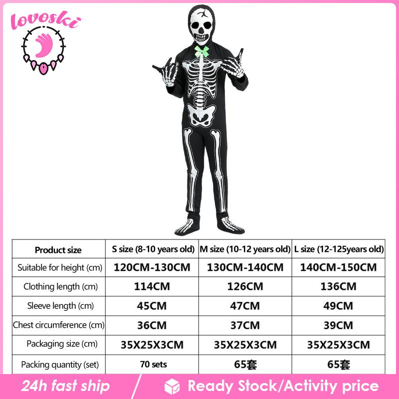 Bộ Đồ Hóa Trang Bộ Xương Phát Sáng Trong Bóng Tối Độc Đáo Cho Bé Dịp halloween