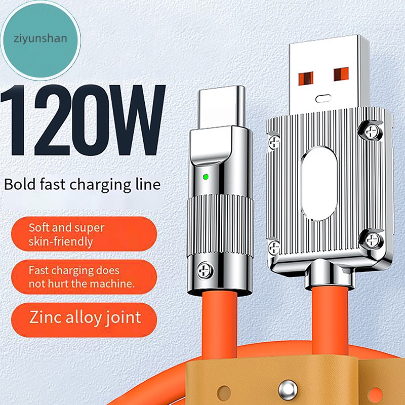 Cáp Sạc Nhanh ziyunshan 120w type-c Bằng Hợp Kim Kẽm Và Silicon Dạ Quang Cho huawei vn
