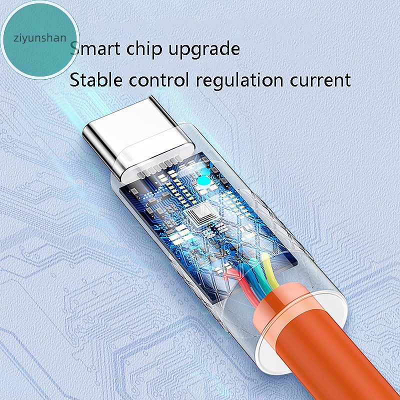 Cáp Sạc Nhanh ziyunshan 120w type-c Bằng Hợp Kim Kẽm Và Silicon Dạ Quang Cho huawei vn