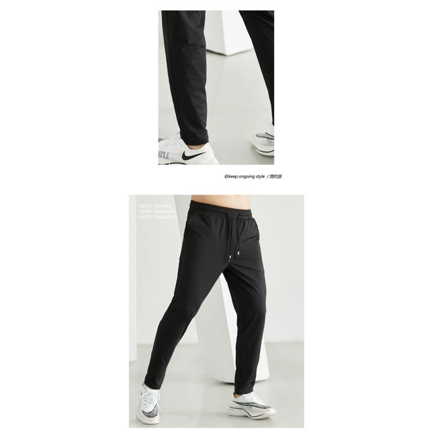 Quần Dài Thể Thao Vải Lụa Lạnh Mỏng Dáng Rộng Thời Trang Mùa Hè Cho Nam