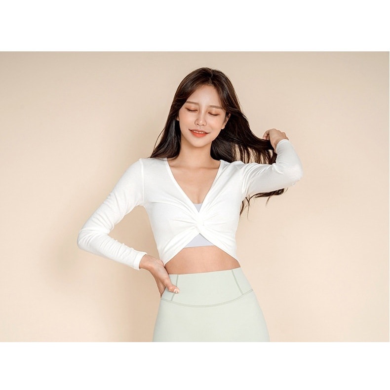 Áo dài tay croptop chất thun mặc tập yoga, pilates... thoải mái
