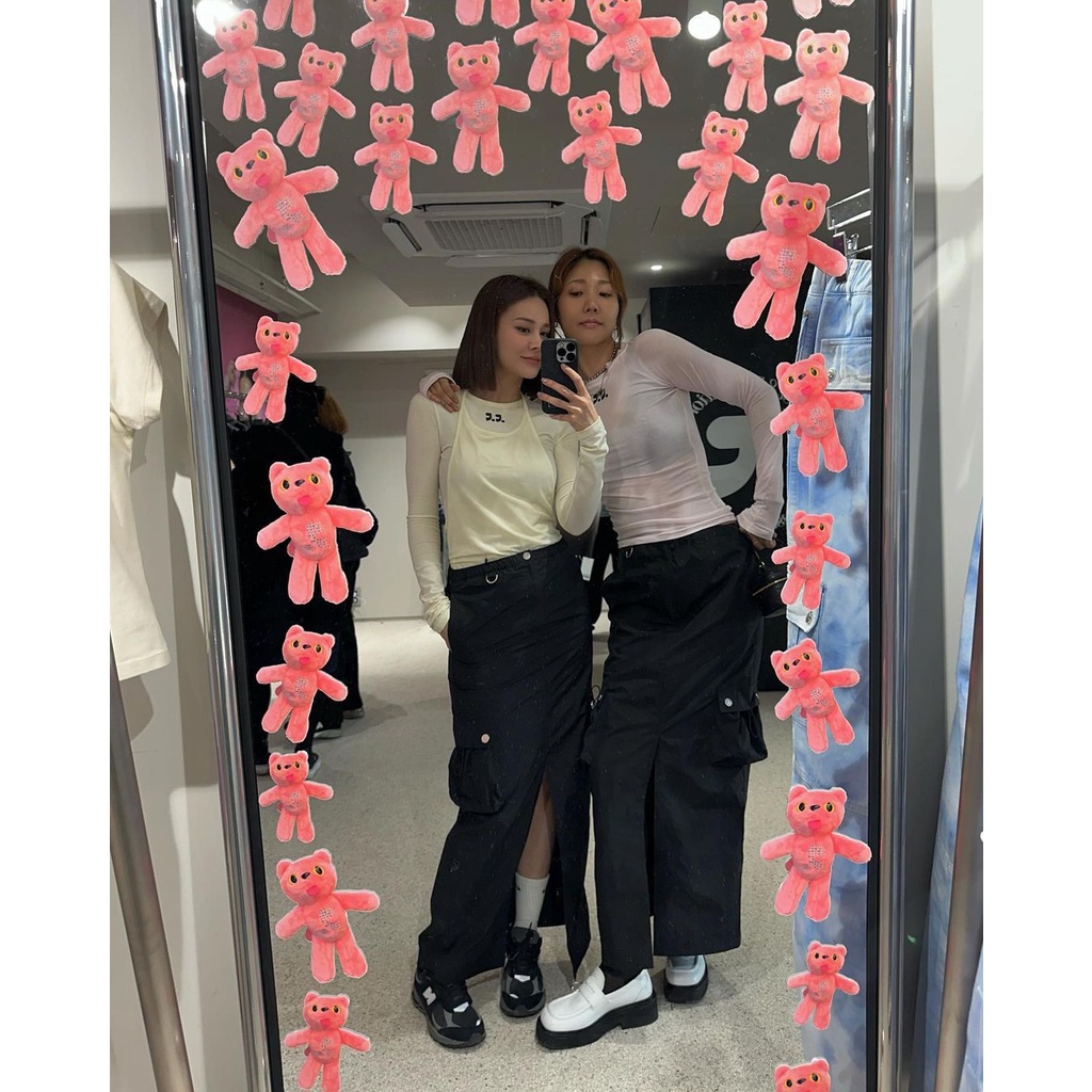 Áo Thun Tay Dài Giả Hai Lớp Mỏng Buộc Dây Dáng Ôm Phong Cách Hàn Quốc