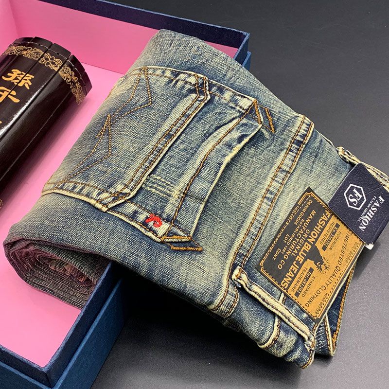 Quần Jean Nam Có Nhãn Quần Jean Đau Khổ Thô
