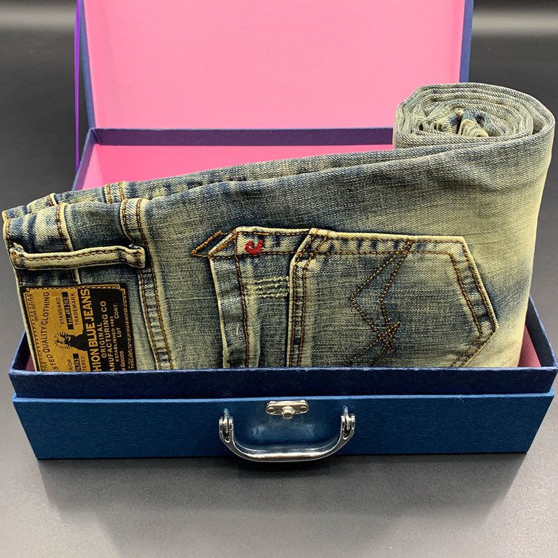 Quần Jean Nam Có Nhãn Quần Jean Đau Khổ Thô