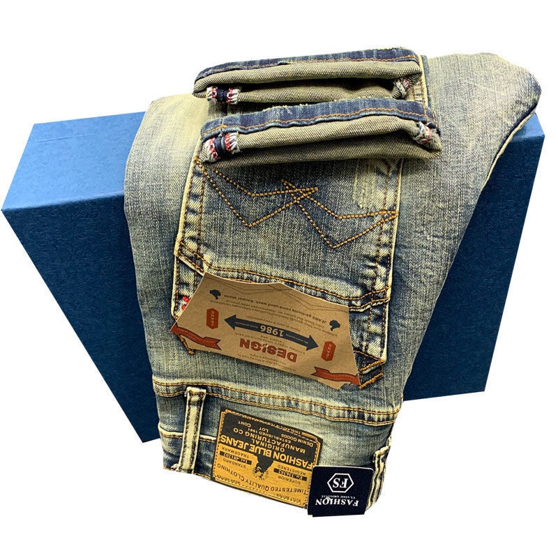Quần Jean Nam Có Nhãn Quần Jean Đau Khổ Thô