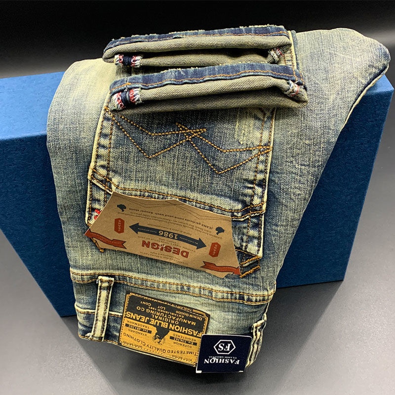 Quần Jean Nam Có Nhãn Quần Jean Đau Khổ Thô