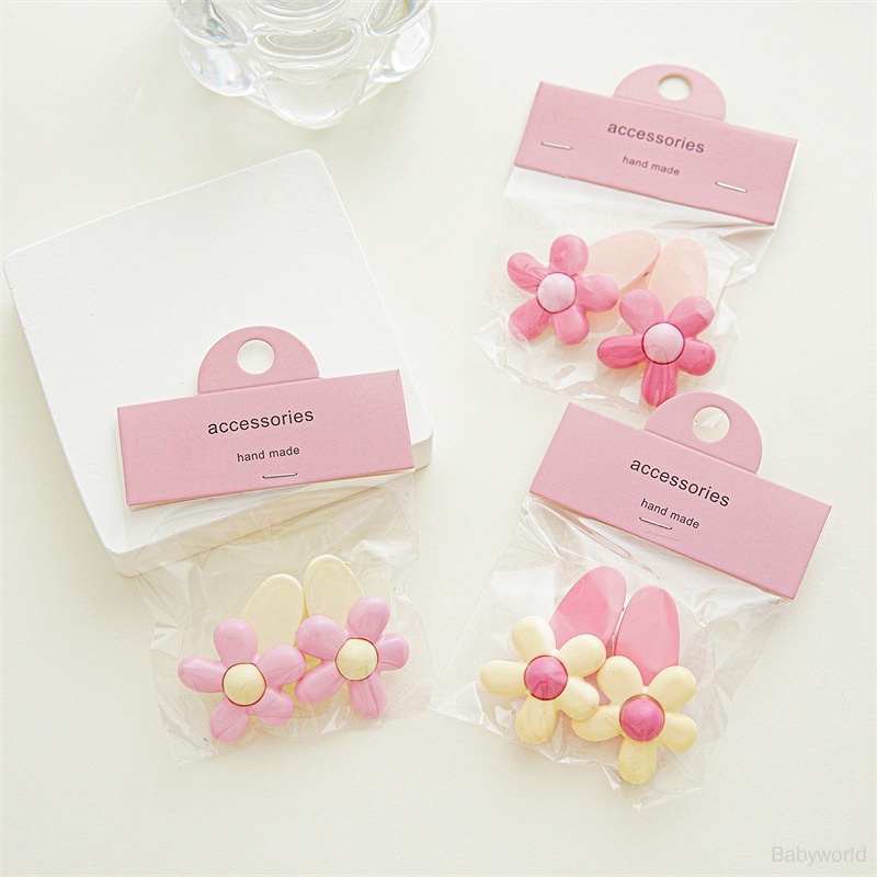 Kẹp Tóc mini Hình Hoa Màu Hồng Dễ Thương Phong Cách Hàn Quốc Cho Bé Gái