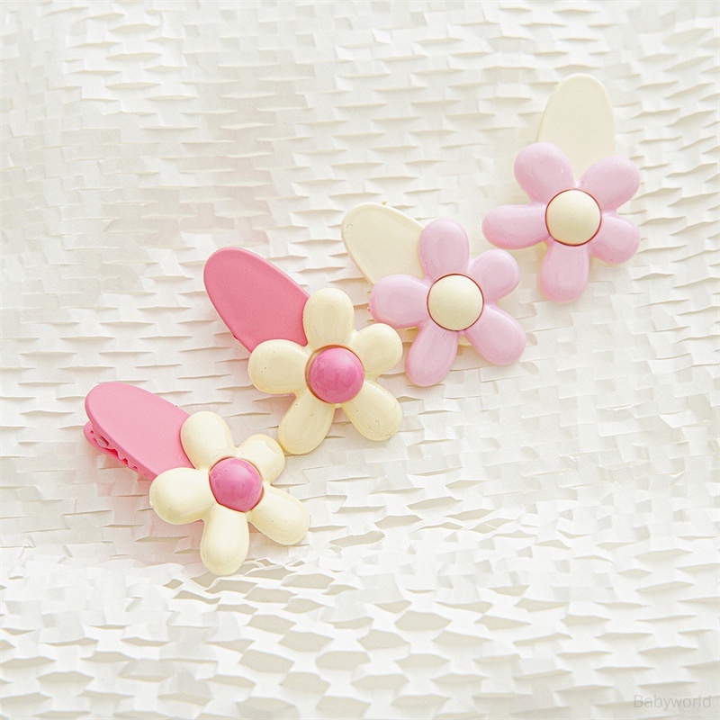 Kẹp Tóc mini Hình Hoa Màu Hồng Dễ Thương Phong Cách Hàn Quốc Cho Bé Gái