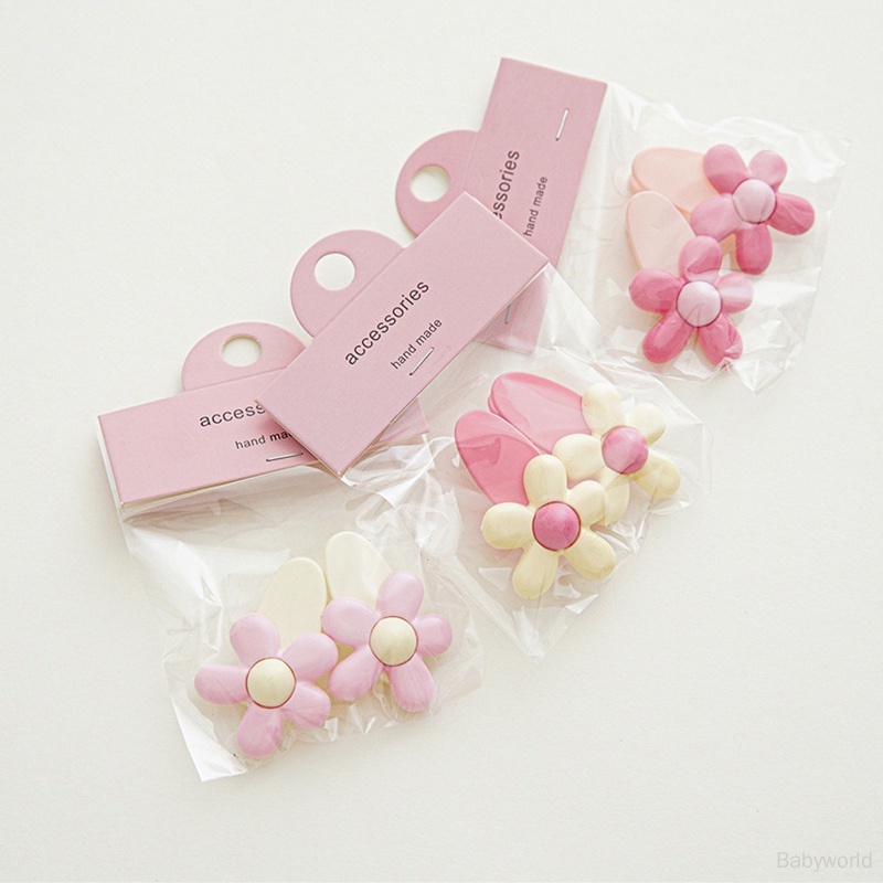 Kẹp Tóc mini Hình Hoa Màu Hồng Dễ Thương Phong Cách Hàn Quốc Cho Bé Gái