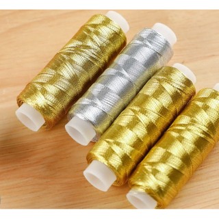 Cuộn chỉ thêu màu vàng / bạc sáng 200yard dùng làm đồ thủ công