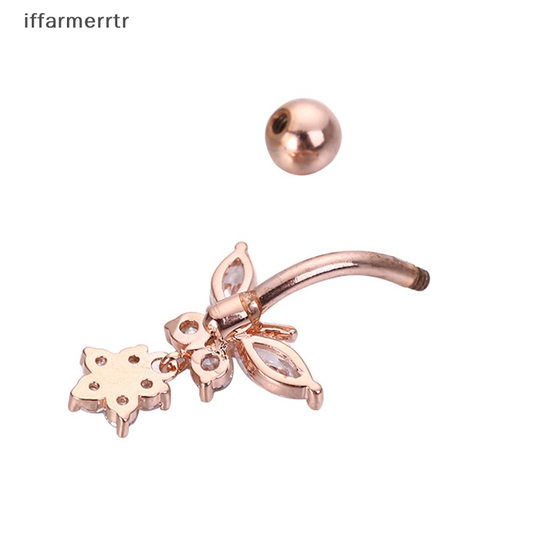 Khuyên Rốn Bằng Thép Hình Bướm Đính Đá zircon