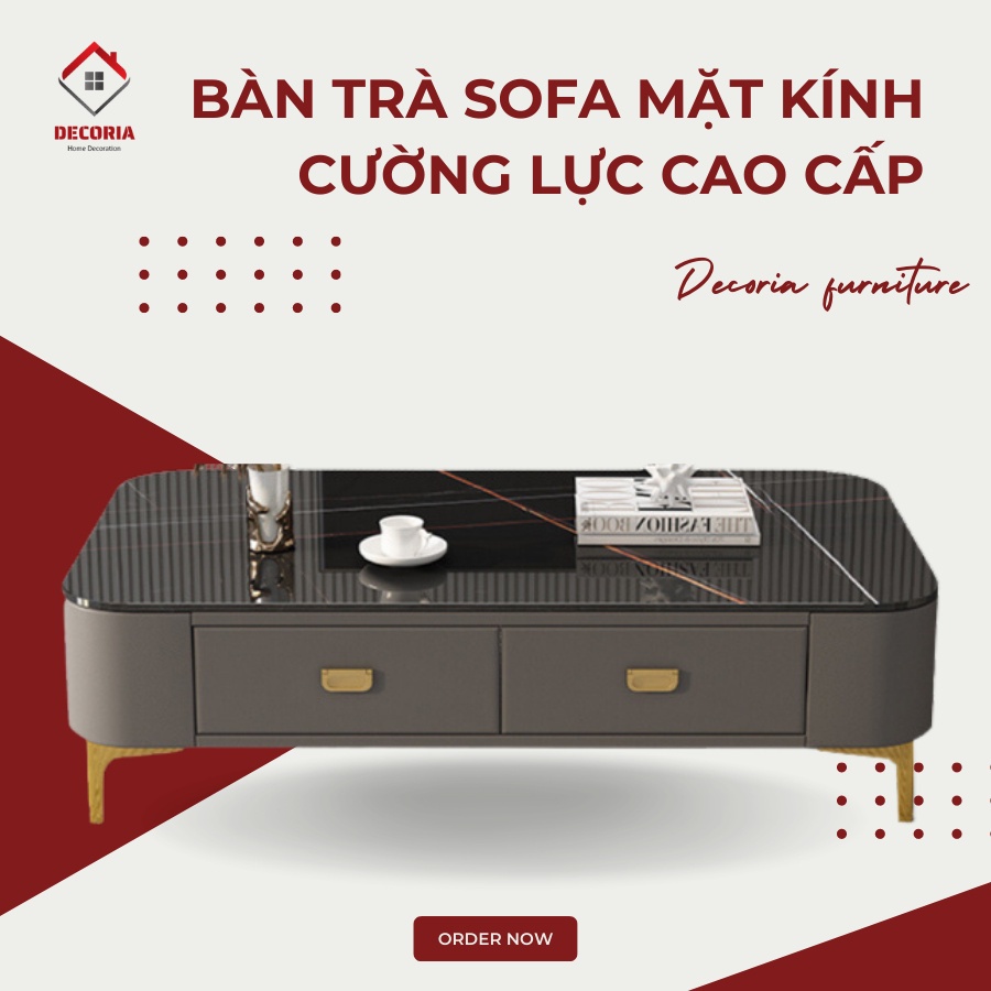 Bàn Trà Sofa Mặt Kính Cường Lực Vân Đá Sang Trọng, Hiện Đại Cho Phòng Khách, Bàn Cà Phê, Bàn Cafe – Decoria Shop | BigBuy360 - bigbuy360.vn