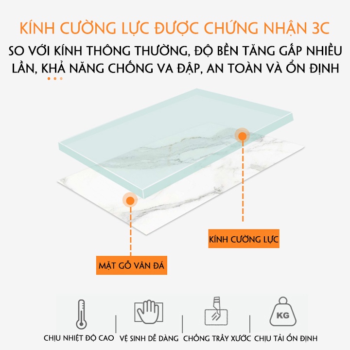 Bàn Trà Sofa Mặt Kính Cường Lực Vân Đá Sang Trọng, Hiện Đại Cho Phòng Khách, Bàn Cà Phê, Bàn Cafe – Decoria Shop | BigBuy360 - bigbuy360.vn