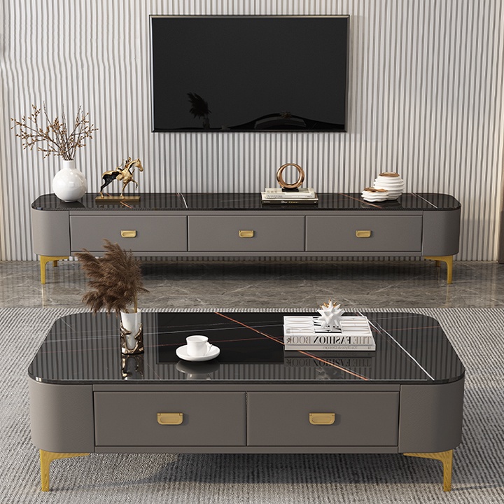 Bàn Trà Sofa Mặt Kính Cường Lực Vân Đá Sang Trọng, Hiện Đại Cho Phòng Khách, Bàn Cà Phê, Bàn Cafe – Decoria Shop | BigBuy360 - bigbuy360.vn