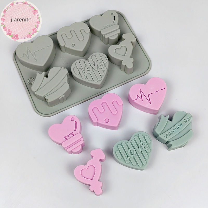 Khuôn Silicon 6 Lỗ Hình Trái Tim Làm Bánh Kẹo Socola vn