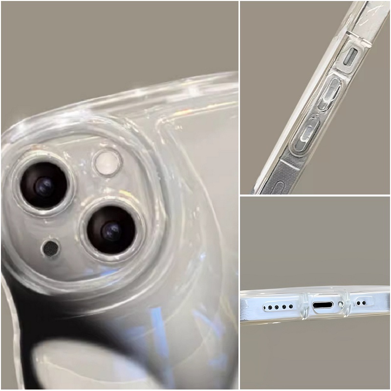 Lanyard Casing for iPhone 15 14 13 Mini 12 11 Pro Xs max 6S 6 7 8 Plus X XR 14ProMax 13promax 12promax 11promax Cute Clear Black Butterfly Tpu Fine Hole Wave Edge Airbag Shockproof Soft Phone Case Full Back Cover BW 89