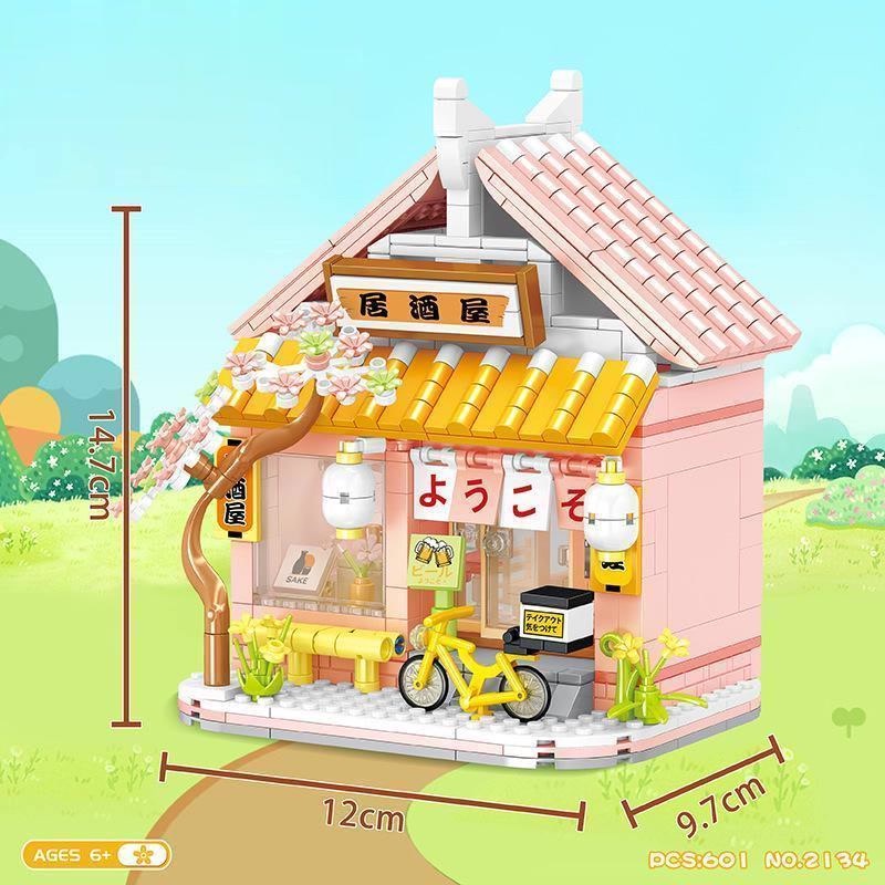 Mô Hình Thành Phố Nhà nghỉ rượu Ngôi nhà hoa anh đào Bộ Đồ Chơi nhà Lắp Ráp-Món quà lý tưởng cho người thân và bạn bè